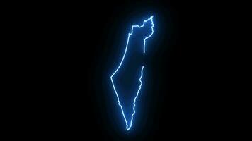 geanimeerd Palestina kaart icoon met een gloeiend neon effect video