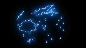 Animated Fiji country map icon with a glowing neon effect video