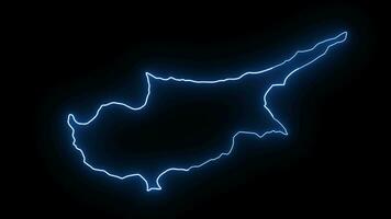 animering av cypern Land Karta ikon med en lysande neon effekt video