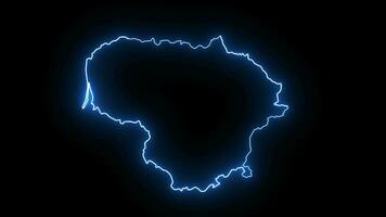 Lithuanian country map icon animation with a glowing neon effect video