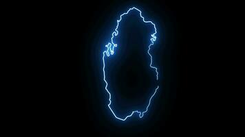 Qatar country map icon animation with a glowing neon effect video