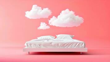ai genererad drömmande slummer, säng, moln, och rosa video