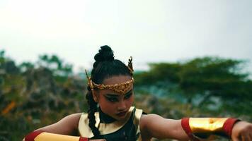 a female knight demonstrating her pre war martial arts moves video