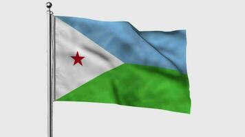 Djibouti looped flag waving in the wind with colored chroma key on transparent background remove, cycle seamless loop video