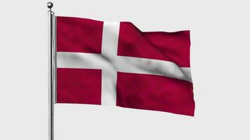 Denmark looped flag waving in the wind with colored chroma key on transparent background remove, cycle seamless loop video