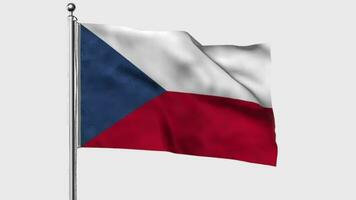 Czech Republic flag waving in the wind with colored chroma key on transparent background remove, cycle seamless loop video