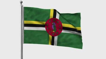 Dominica geloopt Flagge winken im das Wind mit farbig Chroma Schlüssel auf transparent Hintergrund entfernen, Zyklus nahtlos Schleife Video
