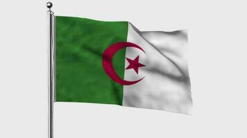 Algeria flag waving in the wind with colored chroma key on transparent background remove, cycle seamless loop video