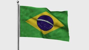 Brazil flag waving in the wind with colored chroma key on transparent background remove, cycle seamless loop video