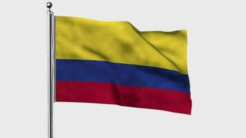 Colombia looped flag waving in the wind with colored chroma key on transparent background remove, cycle seamless loop video