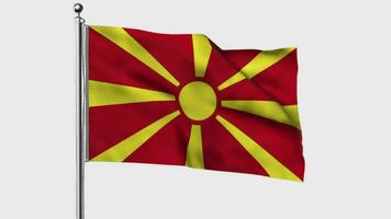 Mazedonien geloopt Flagge winken im das Wind mit farbig Chroma Schlüssel auf transparent Hintergrund entfernen, Zyklus nahtlos Schleife Video