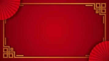Vibrant Red Lunar New Year with Gold Frame Horizontal Looping Animation Blank Video Background