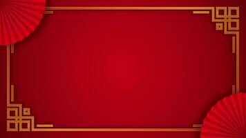 Vibrant Red Lunar New Year with Gold Frame Horizontal Looping Animation Blank Video Background