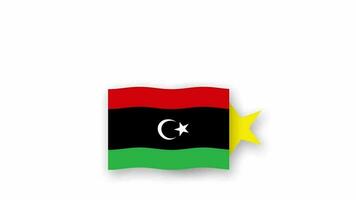 Libye Animé vidéo élevage le drapeau et emblème, introduction de le Nom pays haute résolution. video