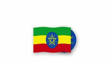 etiopien animerad video höjning de flagga och emblem, introduktion av de namn Land hög upplösning.