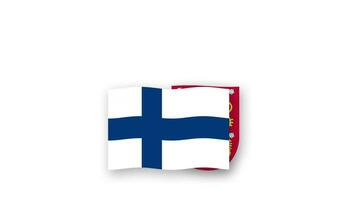 Finlandia animado vídeo levantamiento el bandera y emblema, Introducción de el nombre país alto resolución. video