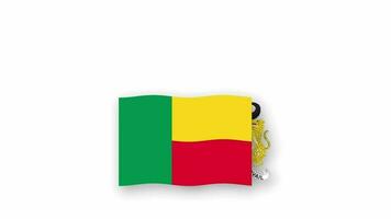 benin animado vídeo levantamiento el bandera y emblema, Introducción de el nombre país alto resolución. video