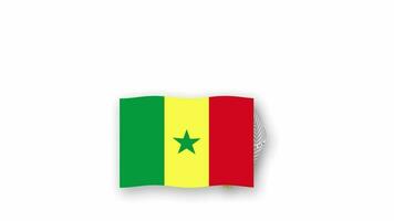 Senegal animado vídeo levantamiento el bandera y emblema, Introducción de el nombre país alto resolución. video
