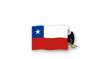 Chile animated video raising the flag and Emblem, introduction of the name country high Resolution.