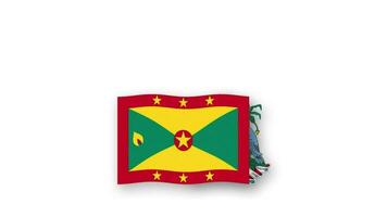 Grenada geanimeerd video verhogen de vlag en embleem, invoering van de naam land hoog oplossing.