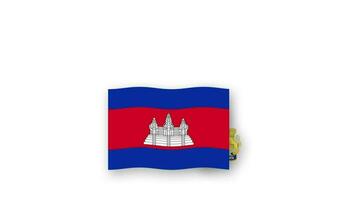 Camboya animado vídeo levantamiento el bandera y emblema, Introducción de el nombre país alto resolución. video