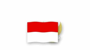 Indonesia animated video raising the flag and Emblem, introduction of the name country high Resolution.