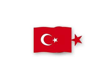 Turquía animado vídeo levantamiento el bandera y emblema, Introducción de el nombre país alto resolución. video