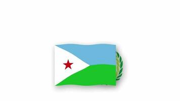 Djibouti geanimeerd video verhogen de vlag en embleem, invoering van de naam land hoog oplossing.