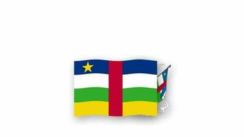 central africano república animado vídeo levantamiento el bandera y emblema, Introducción de el nombre país alto resolución. video