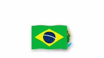 Brasil animado vídeo levantamiento el bandera y emblema, Introducción de el nombre país alto resolución. video