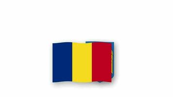 Romania animated video raising the flag and Emblem, introduction of the name country high Resolution.