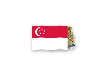 Singapore animated video raising the flag and Emblem, introduction of the name country high Resolution.