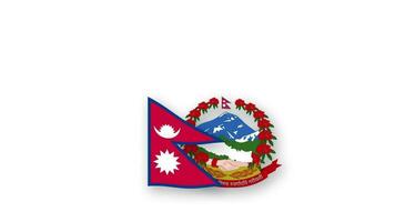 Nepal geanimeerd video verhogen de vlag en embleem, invoering van de naam land hoog oplossing.