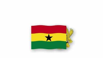 Ghana geanimeerd video verhogen de vlag en embleem, invoering van de naam land hoog oplossing.