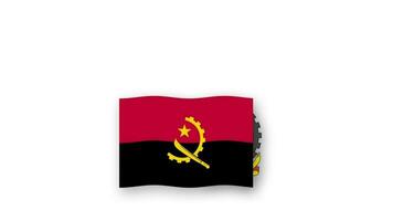 angola Animé vidéo élevage le drapeau et emblème, introduction de le Nom pays haute résolution. video
