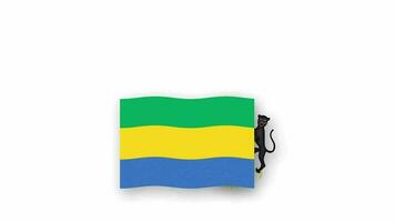 Gabon animated video raising the flag and Emblem, introduction of the name country high Resolution.