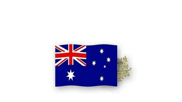 Australia animated video raising the flag and Emblem, introduction of the name country high Resolution.