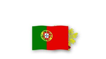 Portugal animated video raising the flag and Emblem, introduction of the name country high Resolution.