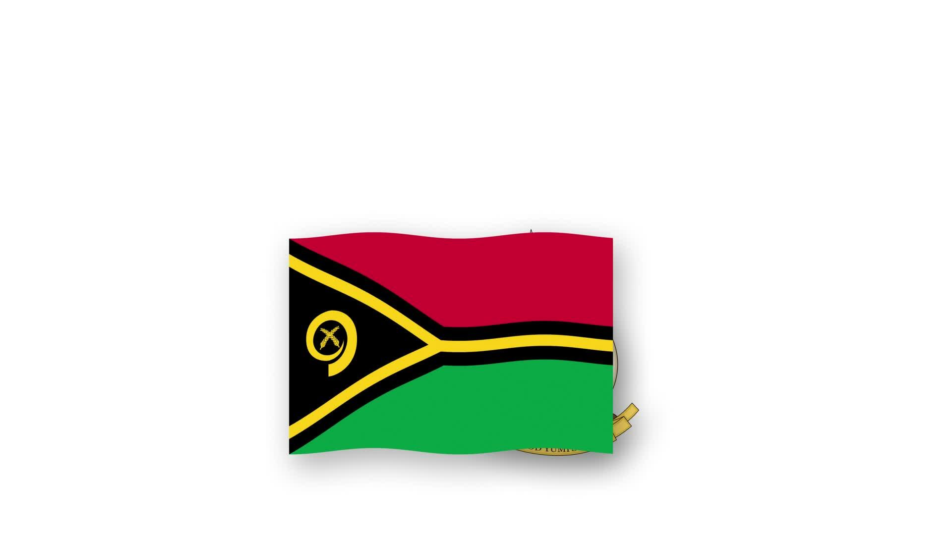Vanuatu animated video raising the flag and Emblem, introduction of the