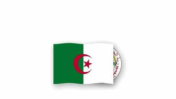 Algérie Animé vidéo élevage le drapeau et emblème, introduction de le Nom pays haute résolution. video