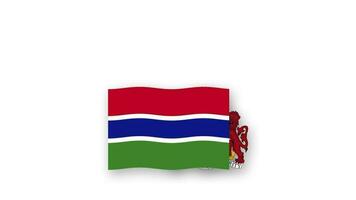 Gambia geanimeerd video verhogen de vlag en embleem, invoering van de naam land hoog oplossing.