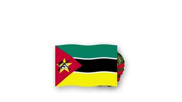 Mozambique geanimeerd video verhogen de vlag en embleem, invoering van de naam land hoog oplossing.