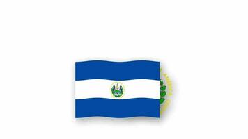 El Salvador animated video raising the flag and Emblem, introduction of the name country high Resolution.