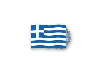 Greece animated video raising the flag and Emblem, introduction of the name country high Resolution.