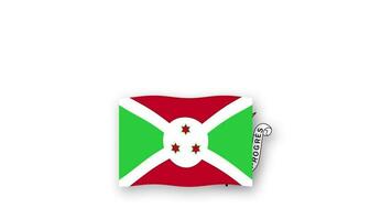 Burundi animado vídeo levantamiento el bandera y emblema, Introducción de el nombre país alto resolución. video