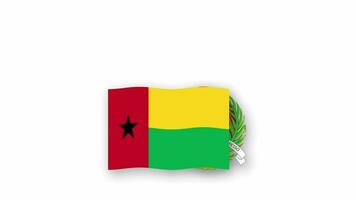 guinea bissau animerad video höjning de flagga och emblem, introduktion av de namn Land hög upplösning.