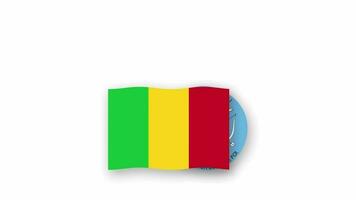 Mali geanimeerd video verhogen de vlag en embleem, invoering van de naam land hoog oplossing.