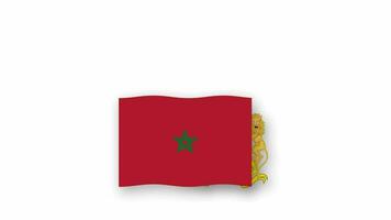 Maroc Animé vidéo élevage le drapeau et emblème, introduction de le Nom pays haute résolution. video