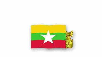 Myanmar animated video raising the flag and Emblem, introduction of the name country high Resolution.