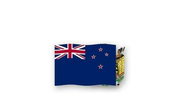 New Zealand animated video raising the flag and Emblem, introduction of the name country high Resolution.